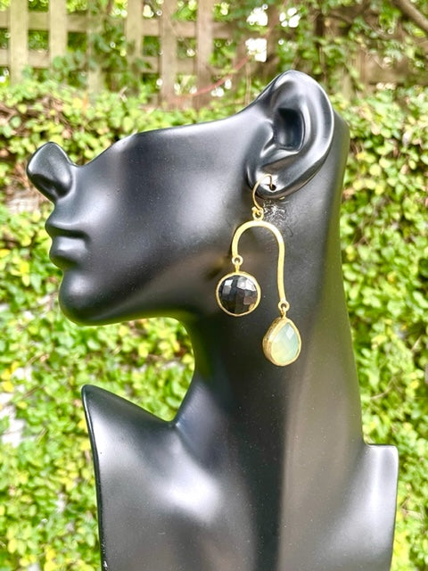Black Onyx & Green Chalcedony Earrings