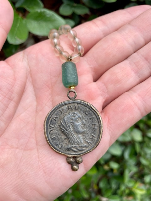 Roman Coin Necklace - Quartz
