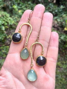 Black Onyx & Green Chalcedony Earrings