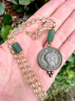 Roman Coin Necklace - Quartz