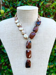 XL Coin Pearl & Faceted Jasper Necklace