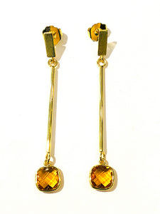 Brazilian Gold Gemstone Earrings - Citrine