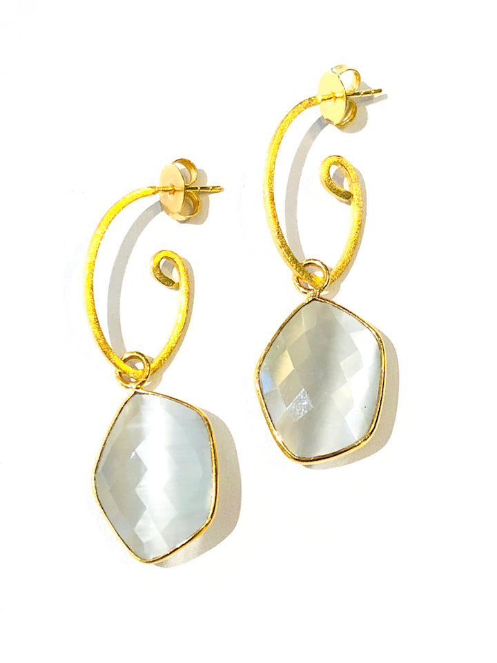 2.5" Gemstone Earrings - Ice Pearl