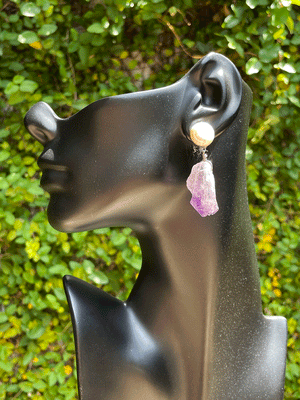 Amethyst Crystal & White Coin Pearls
