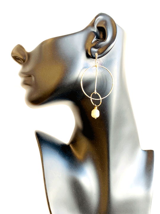 Modern Pearl Earrings - Chocolate Pearl