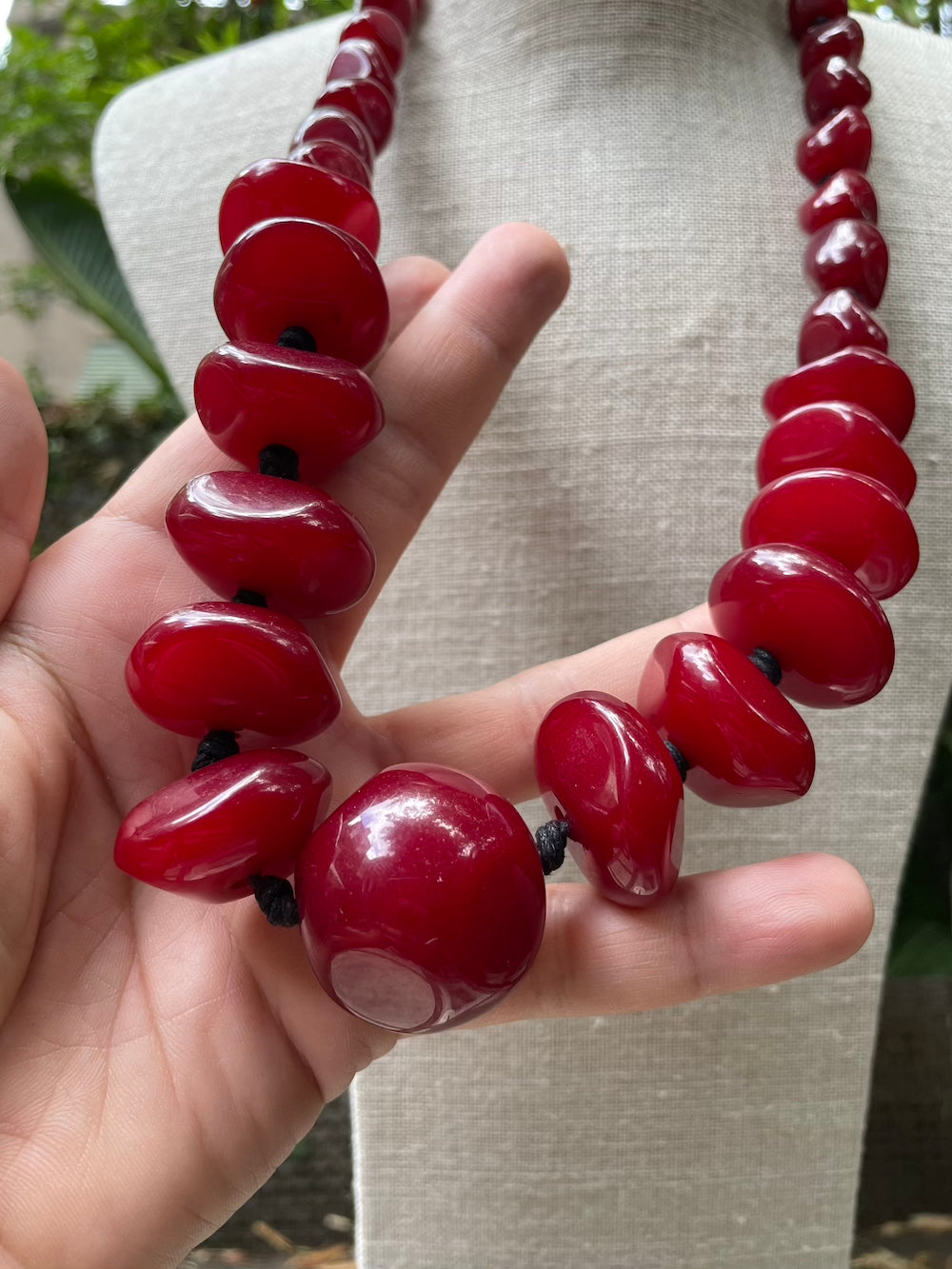 Red Amber Resin Necklace