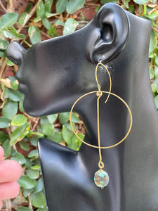 Large Hoop with Turquoise Drop Earrings