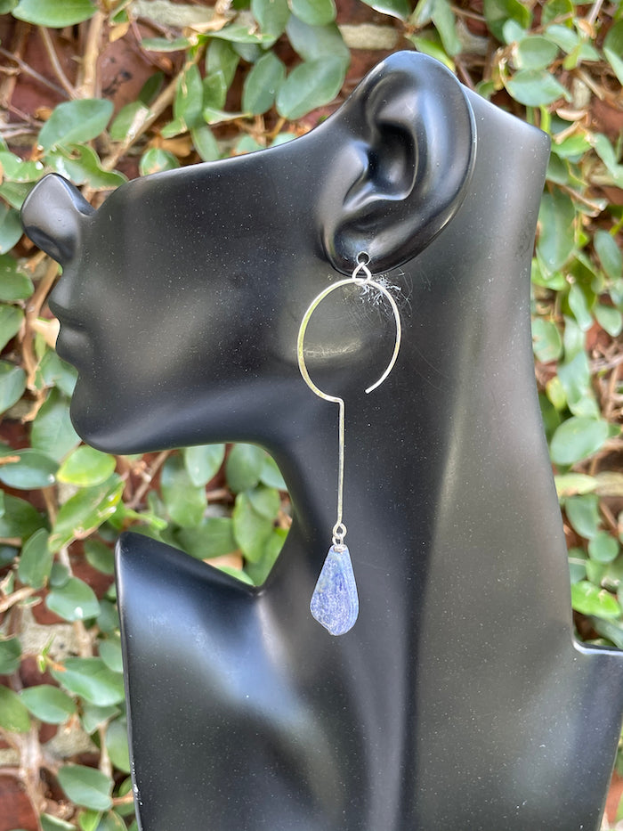 Crescent Earrings with Lapis - Metal Options