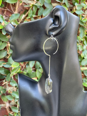 Crescent Earrings with Labradorite - Metal Options