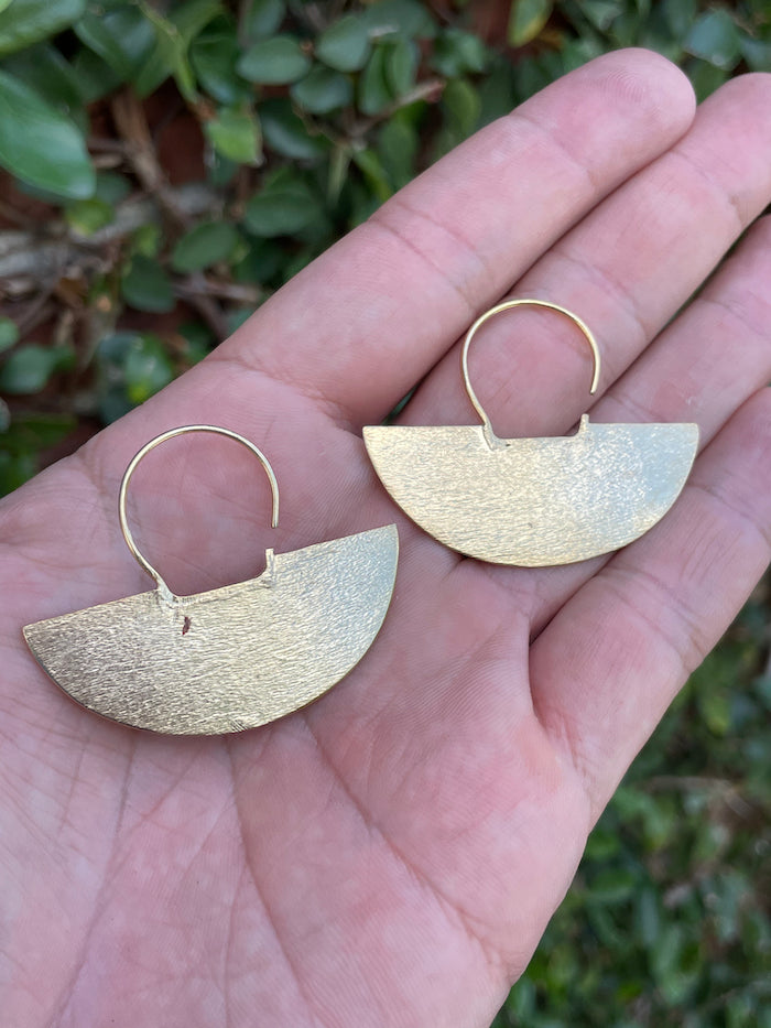 Brushed Brass Arc Earrings