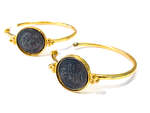 Roman Coin Hoop Earrings
