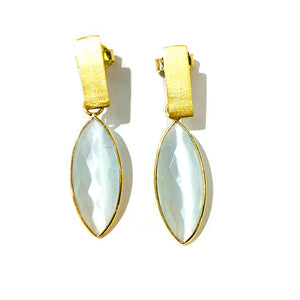 Brazilian Gold Marquis Earrings - Ice Pearl
