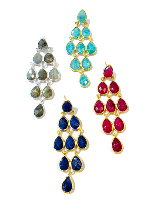 Gemstone Chandelier Earrings - Color Options