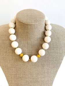 White Coral & Tibetan Beads Necklace