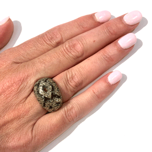 Silver Dust Champagne Dome Ring Size 6