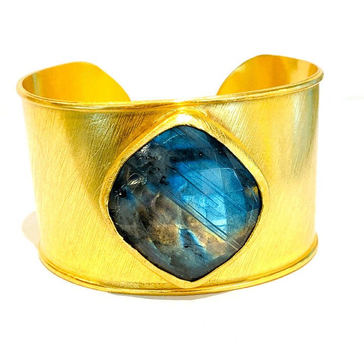 Brushed Gold Cuff With Stone Options