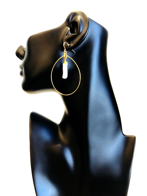 Biwa Pearl Loop Earrings