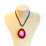 Pink Onyx Etched Pendant