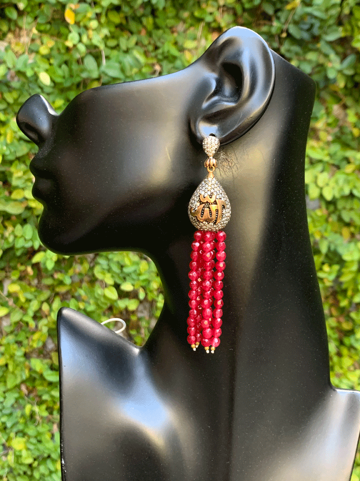 Stone Tassel Earrings - Ruby Quartz