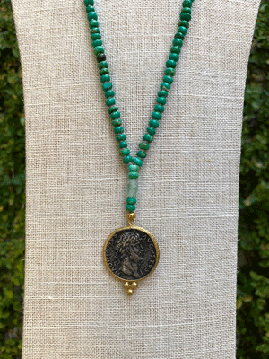Roman Coin Necklace with Turquoise