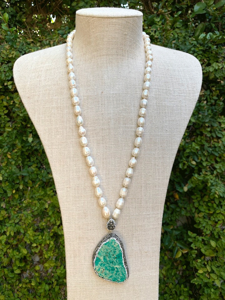 Chunky Pearl & Turquoise Necklace