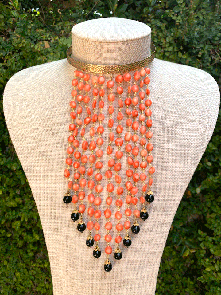 Pink Coral Bib Necklace