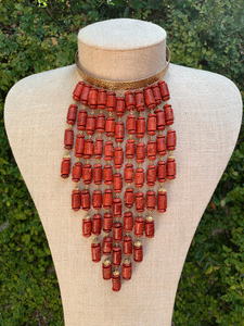 Red Coral Bib Necklace