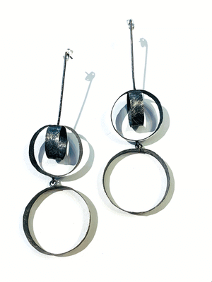 Geometric Silver Circle Earrings