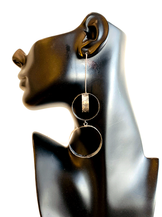 Geometric Silver Circle Earrings
