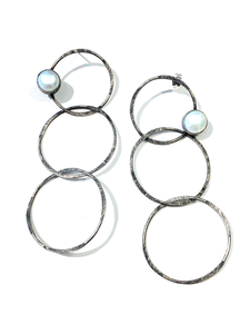 Pearl & Silver Circle Earrings