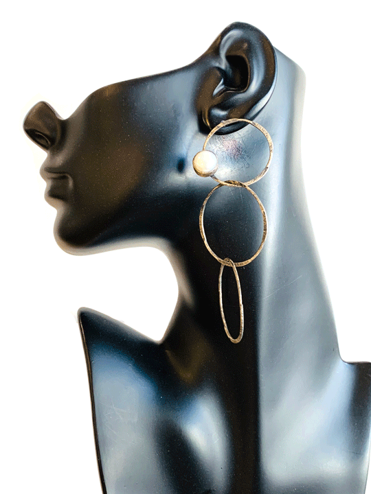 Pearl & Silver Circle Earrings