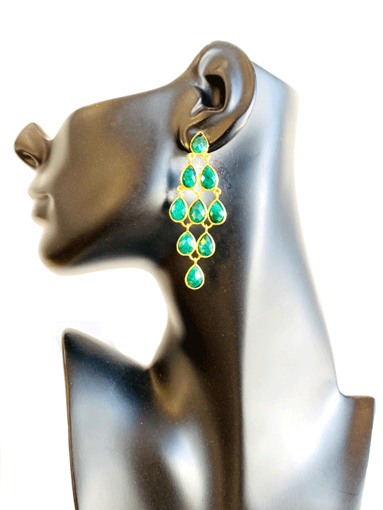 Gemstone Chandelier Earrings - Color Options