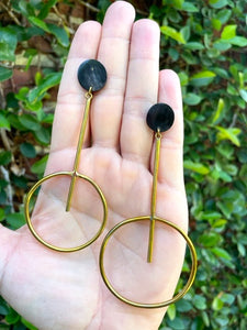 Long Horn Circles Earrings