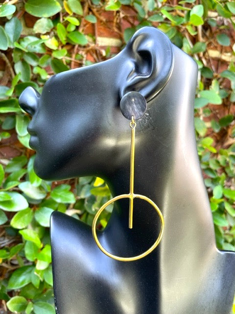Long Horn Circles Earrings