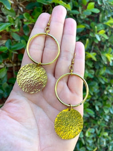 Hammered Brass Circles Earrings