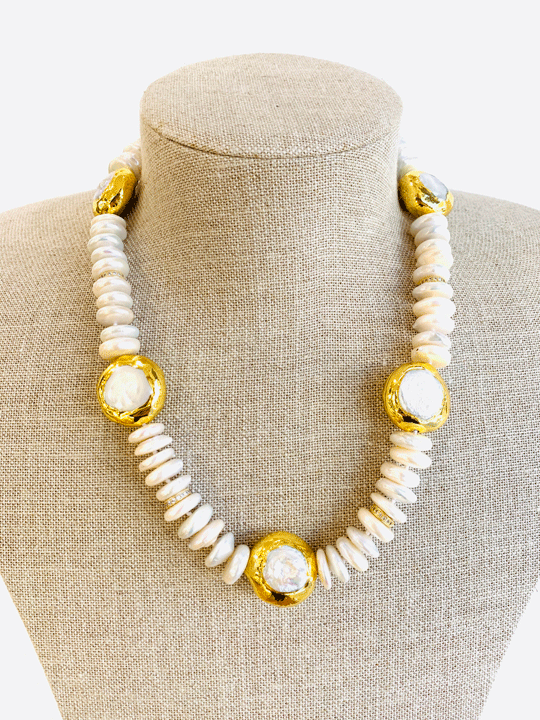 Plated Coin Pearl Necklace