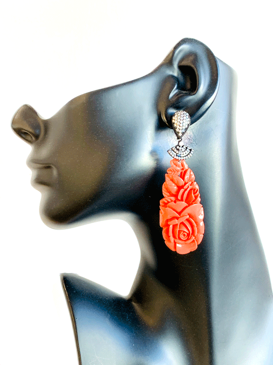 Vintage Coral Lucite Earrings