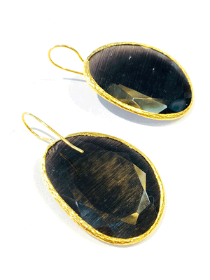 Obsidian Cat's Eye Earrings
