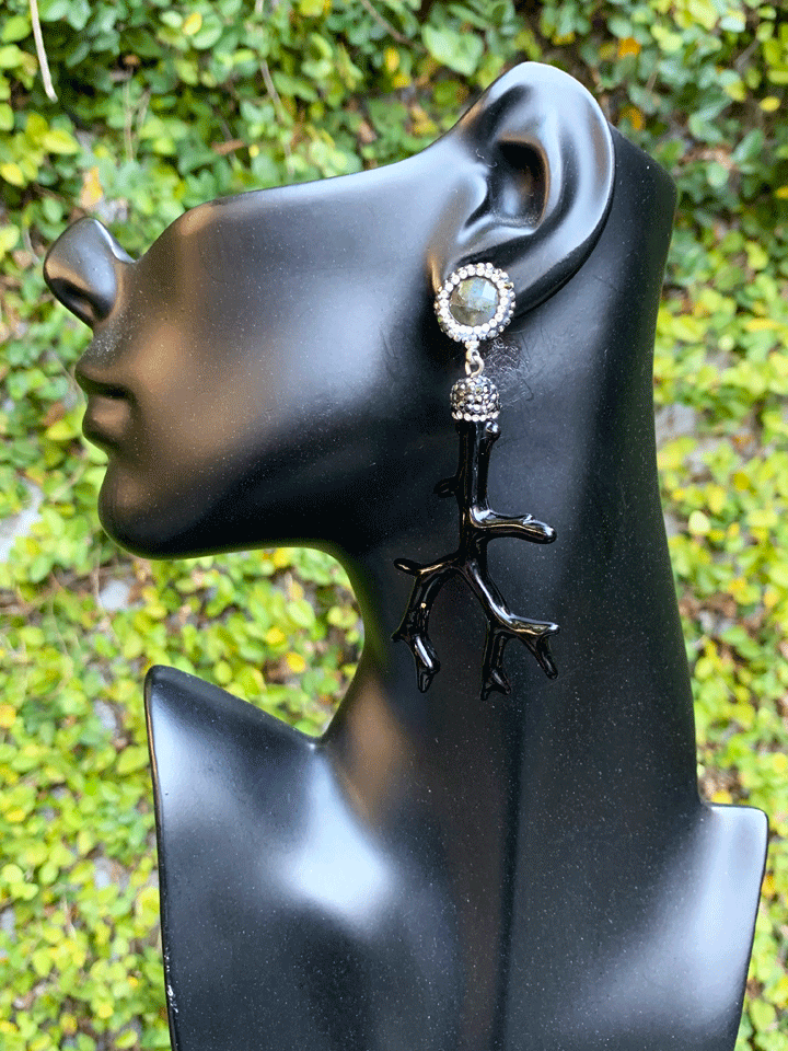 Black Coral & Marcasite Earrings