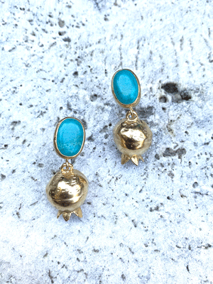 Turquoise Pomegranite Earrings