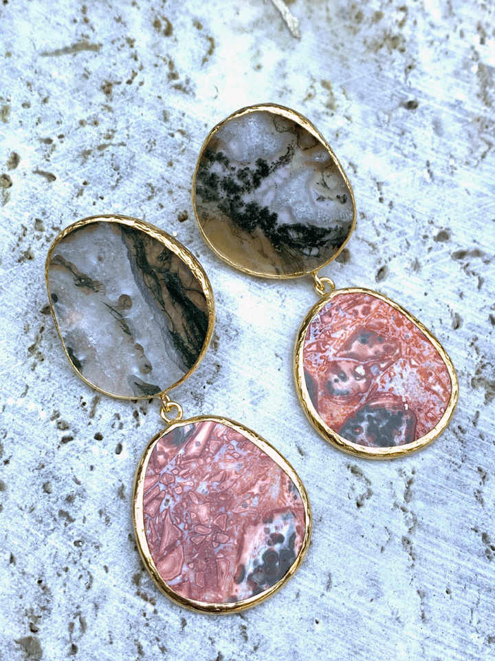 Natural Stone Slice Earrings