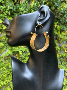 Brushed Gold Ribbon Hoop Earrings