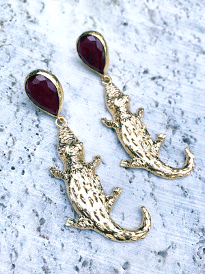 Raw Ruby Aligator Earrings
