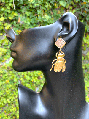 Druzy Honey Bee Earrings