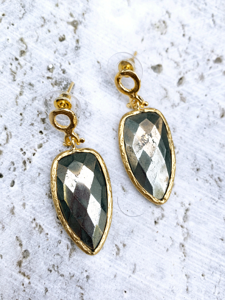 Faceted Pyrite Earrings