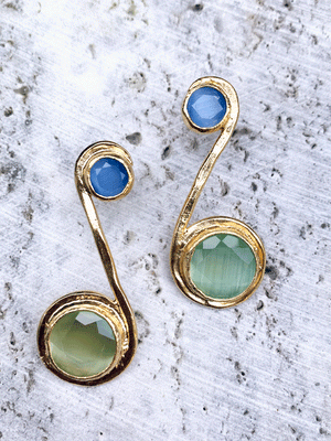 Mint Green & Blue Onyx Earrings
