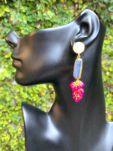 Kyanite & Cherry Quartz Earrings