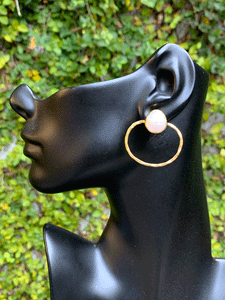 Coin Pearl Circle Earrings