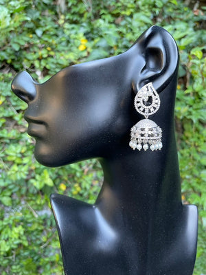White Topaz & Pearl Bell Earrings