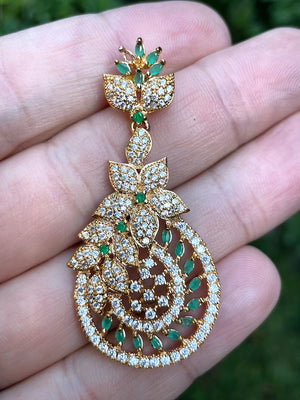 White Topaz & Emerald Earrings